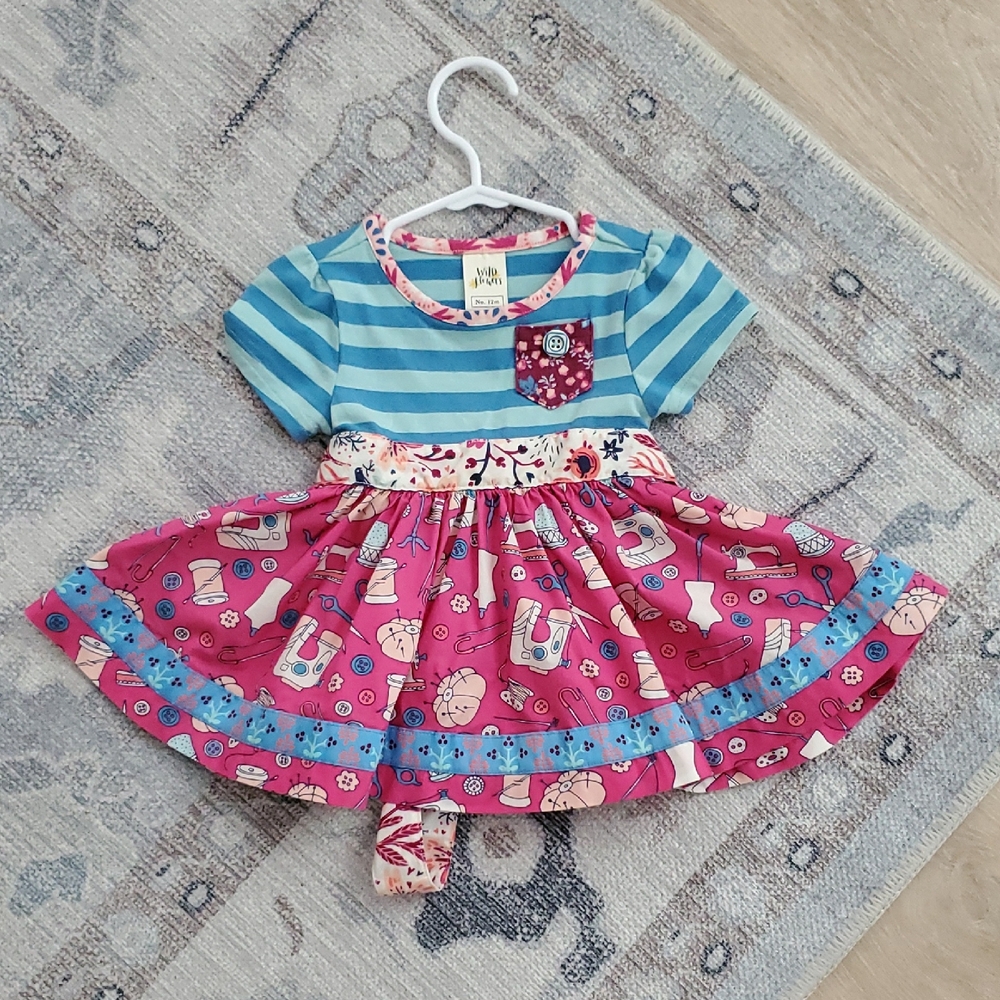 Wildflowers Baby Girl Sewing And Floral Dress Sz12m